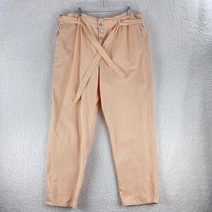 LOFT Peach Denim Tapered Tie Front Jeans Womens High-Rise Straight Leg‎ Size 16